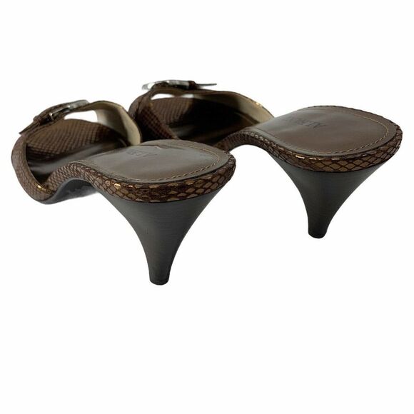 Bronze Metallic Open Toe Heeled Sandals Womens Size 8.5 Faux Snake Alfani Brand - Picture 6 of 8